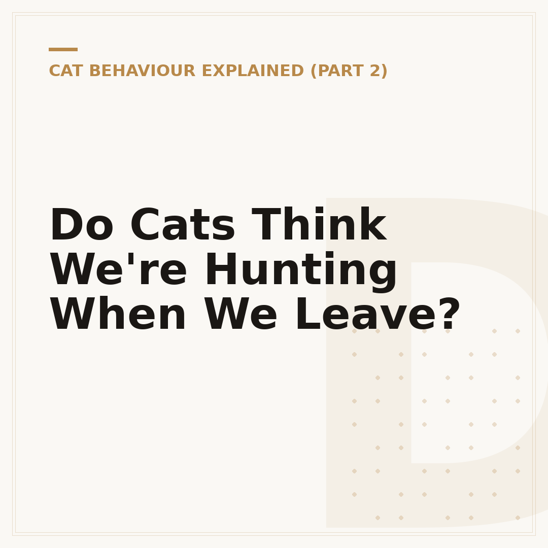 Do Cats Think We're Hunting When We Leave?