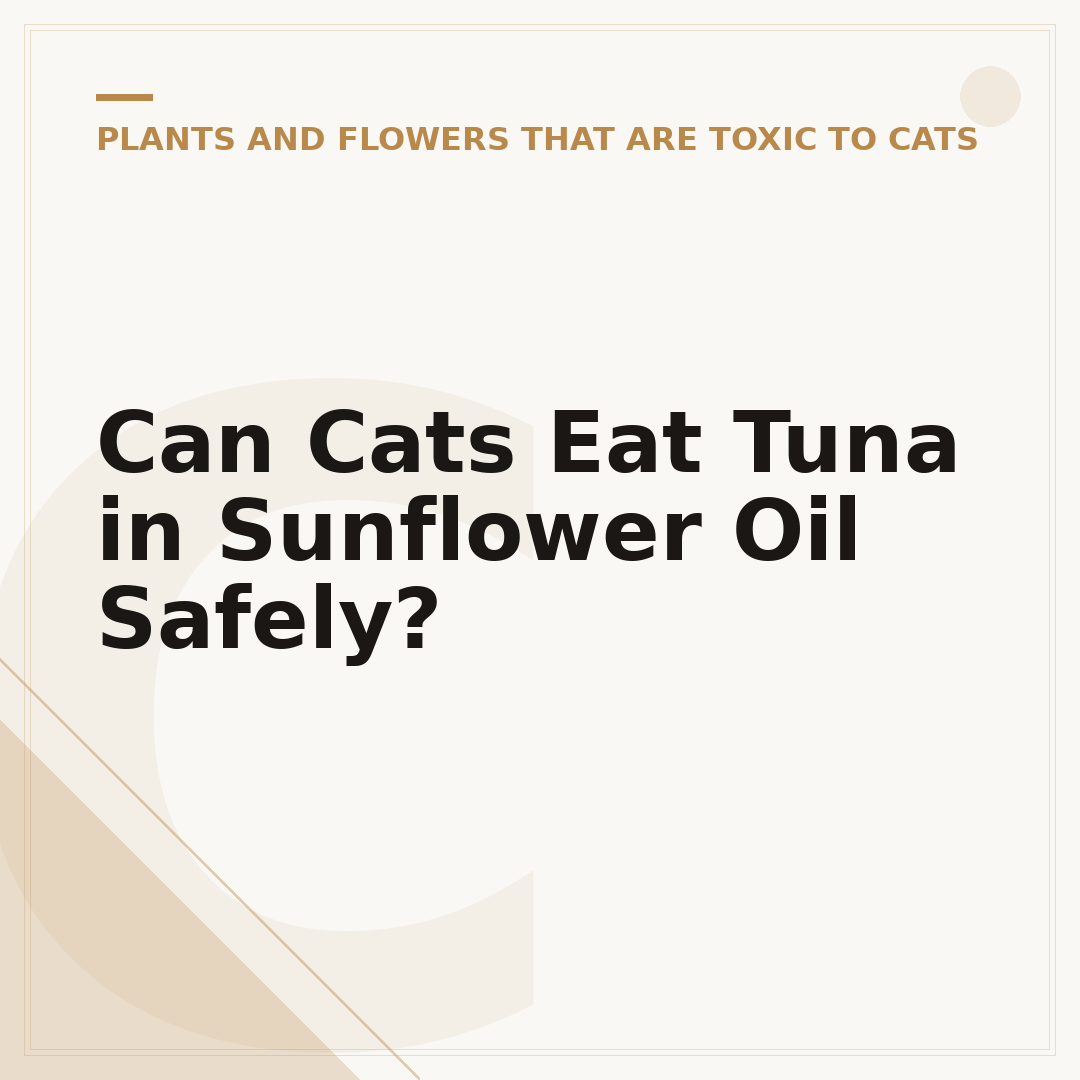 Can Cats Eat Tuna in Sunflower Oil Safely?