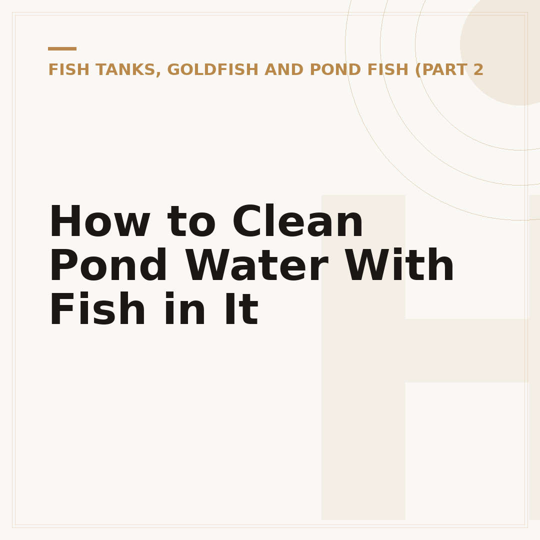 How to Clean Pond Water With Fish in It