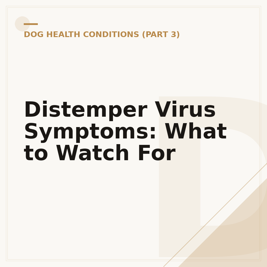Distemper Virus Symptoms: What to Watch For
