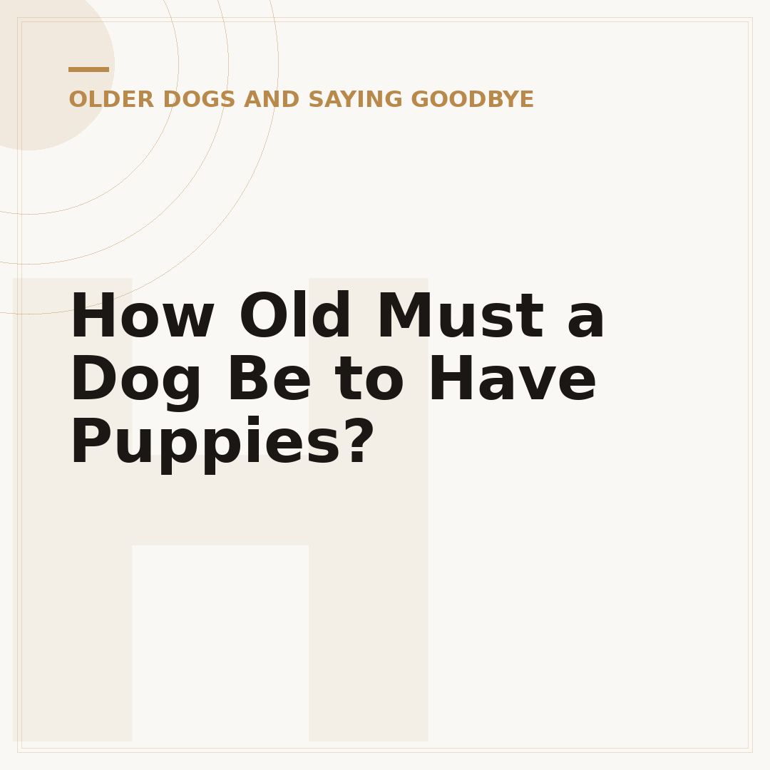 How Old Must a Dog Be to Have Puppies?