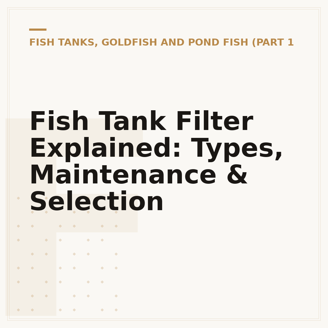 Fish Tank Filter Explained: Types, Maintenance & Selection