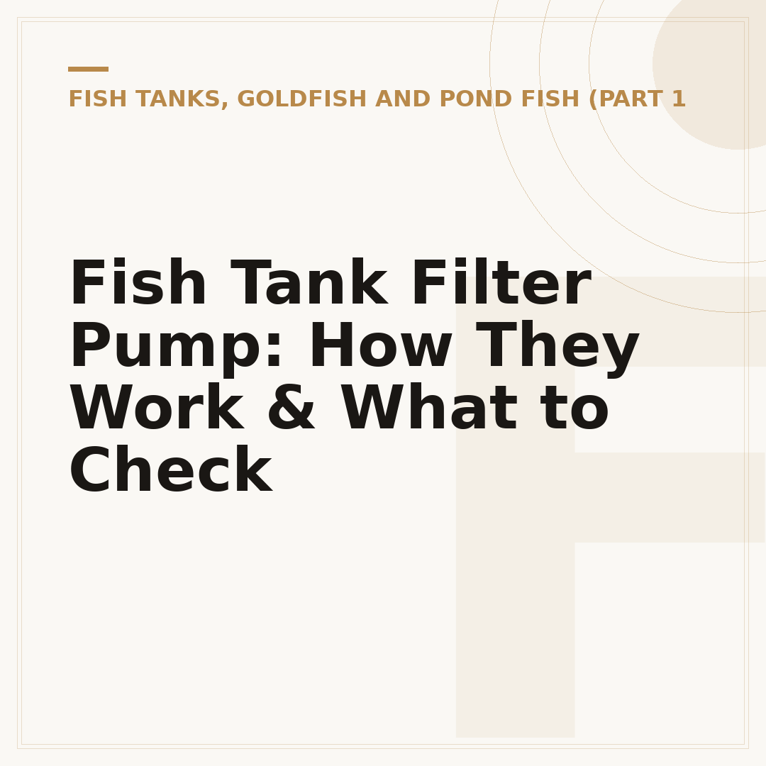 Fish Tank Filter Pump: How They Work & What to Check