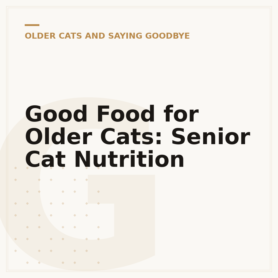 Good Food for Older Cats: Senior Cat Nutrition
