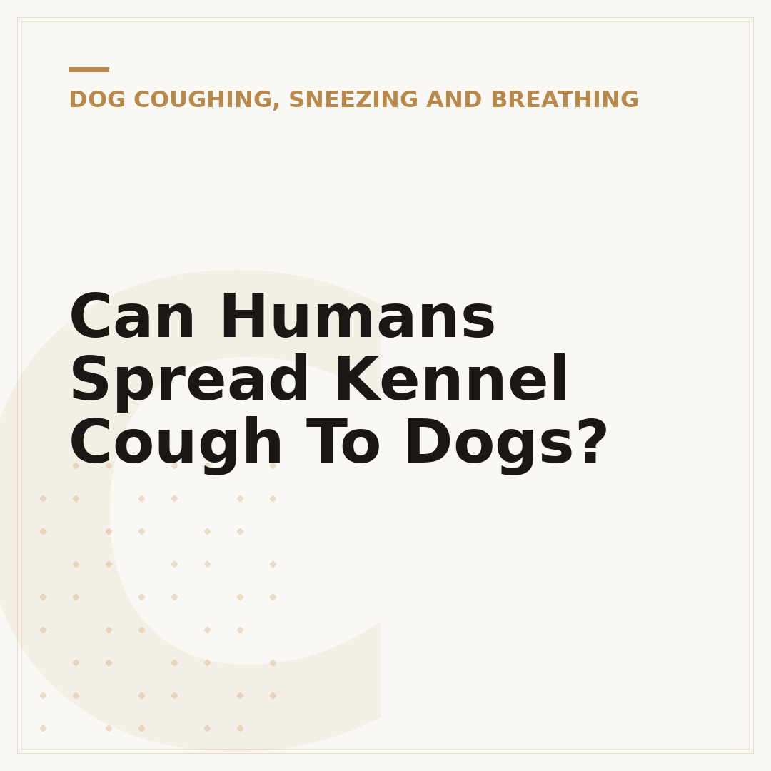 Can Humans Spread Kennel Cough To Dogs?