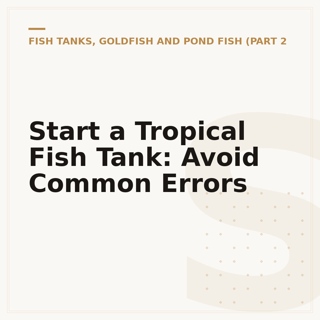 Start a Tropical Fish Tank: Avoid Common Errors