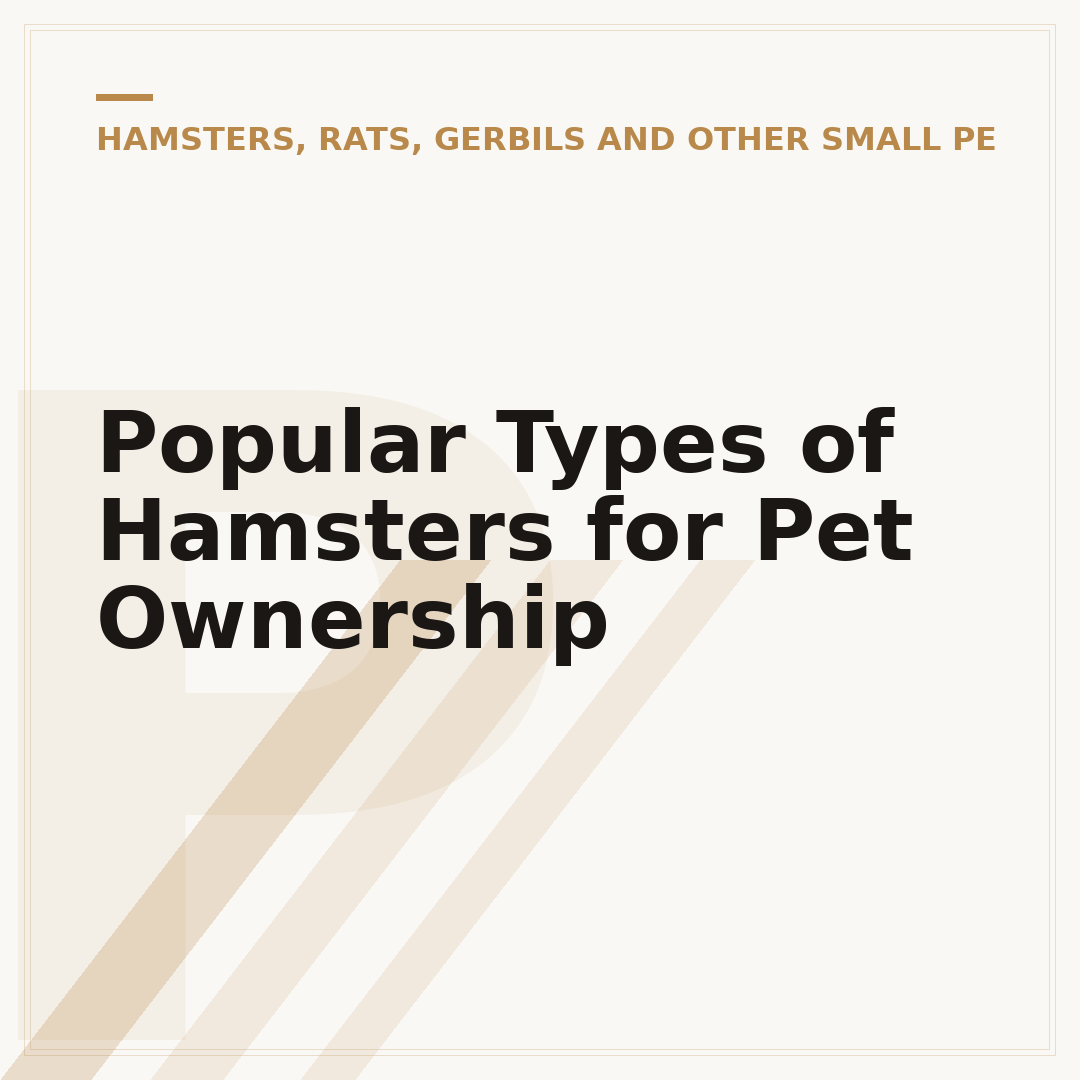 Popular Types of Hamsters for Pet Ownership