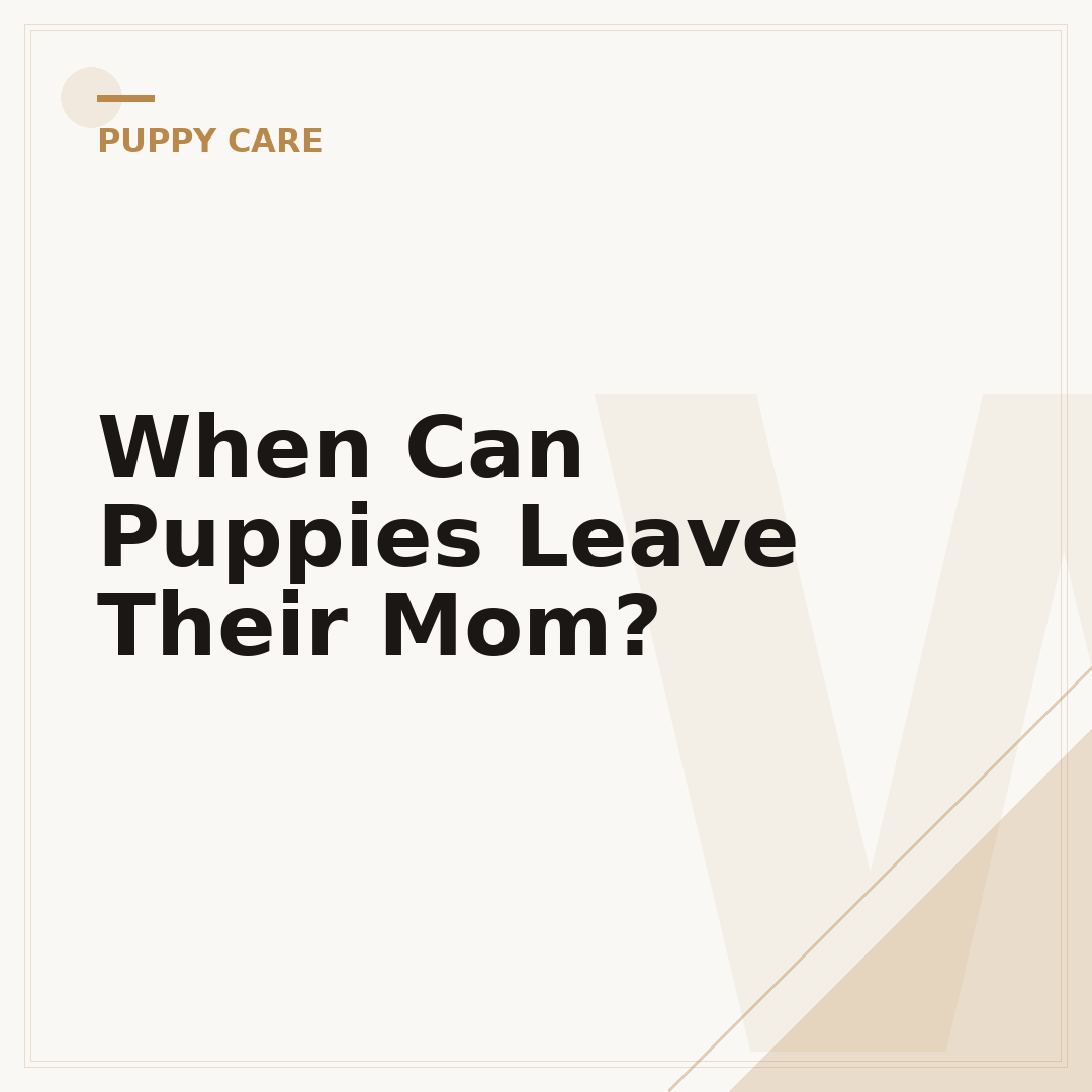 When Can Puppies Leave Their Mom?